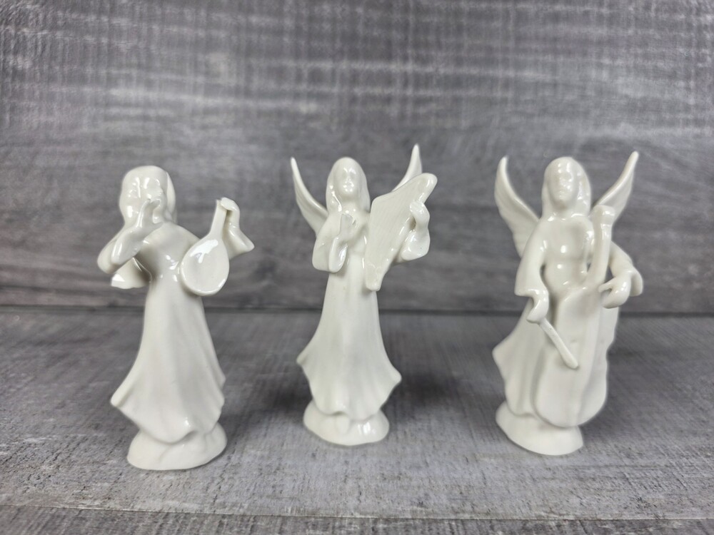 Vintage Dresden Germany D Angel Musicians Porcelain Figurines Set 3 READ 19a5